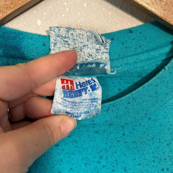 VTG 90s Local Color Art T Shirt XL Dolphin Ocean AOP Tie Die Single Stitch - Picture 8 of 8